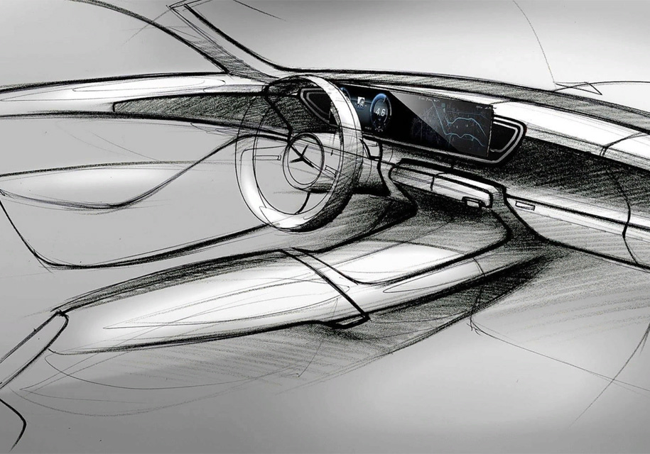 Эскиз интерьера нового Mercedes-Benz GLE