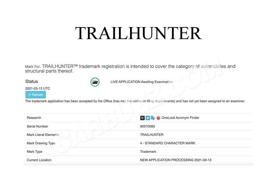 Toyota зарегистрировала название Trailhunter