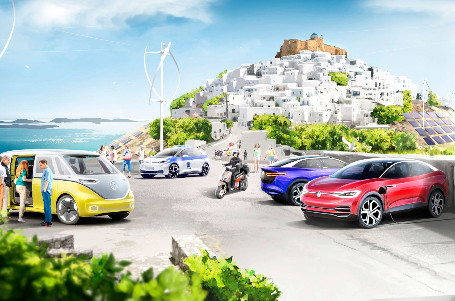 Volkswagen передал первые электрокары греческому острову, который станет полностью «зеленым»