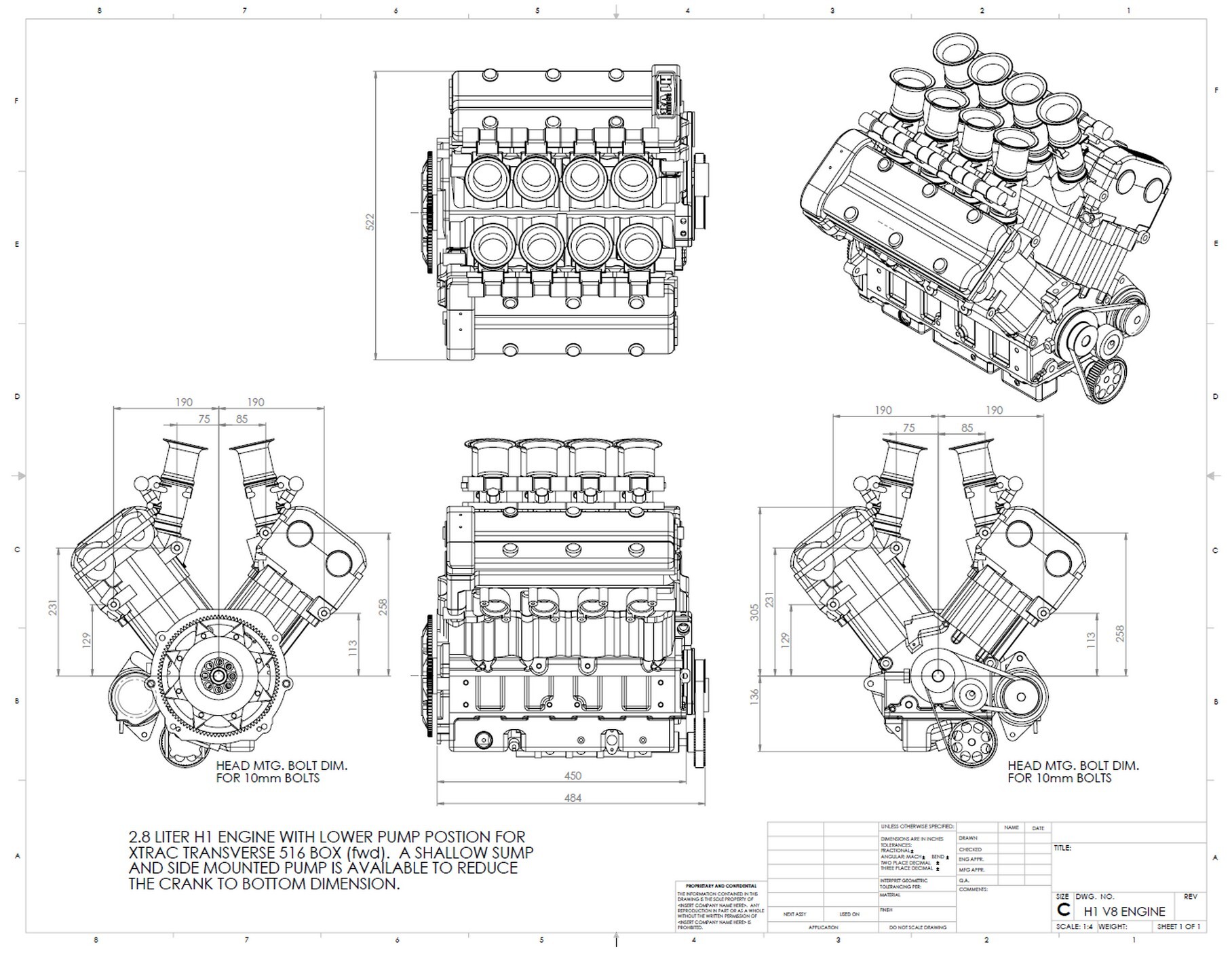 Ранний вариант двигателя Джона Хартли c 75-градусным развалом