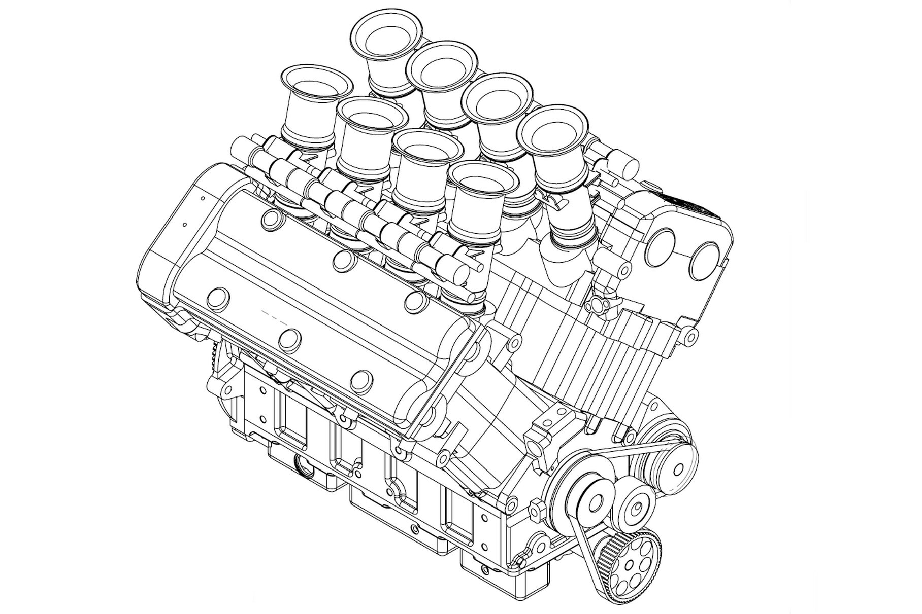 Ранний вариант двигателя Джона Хартли c 75-градусным развалом
