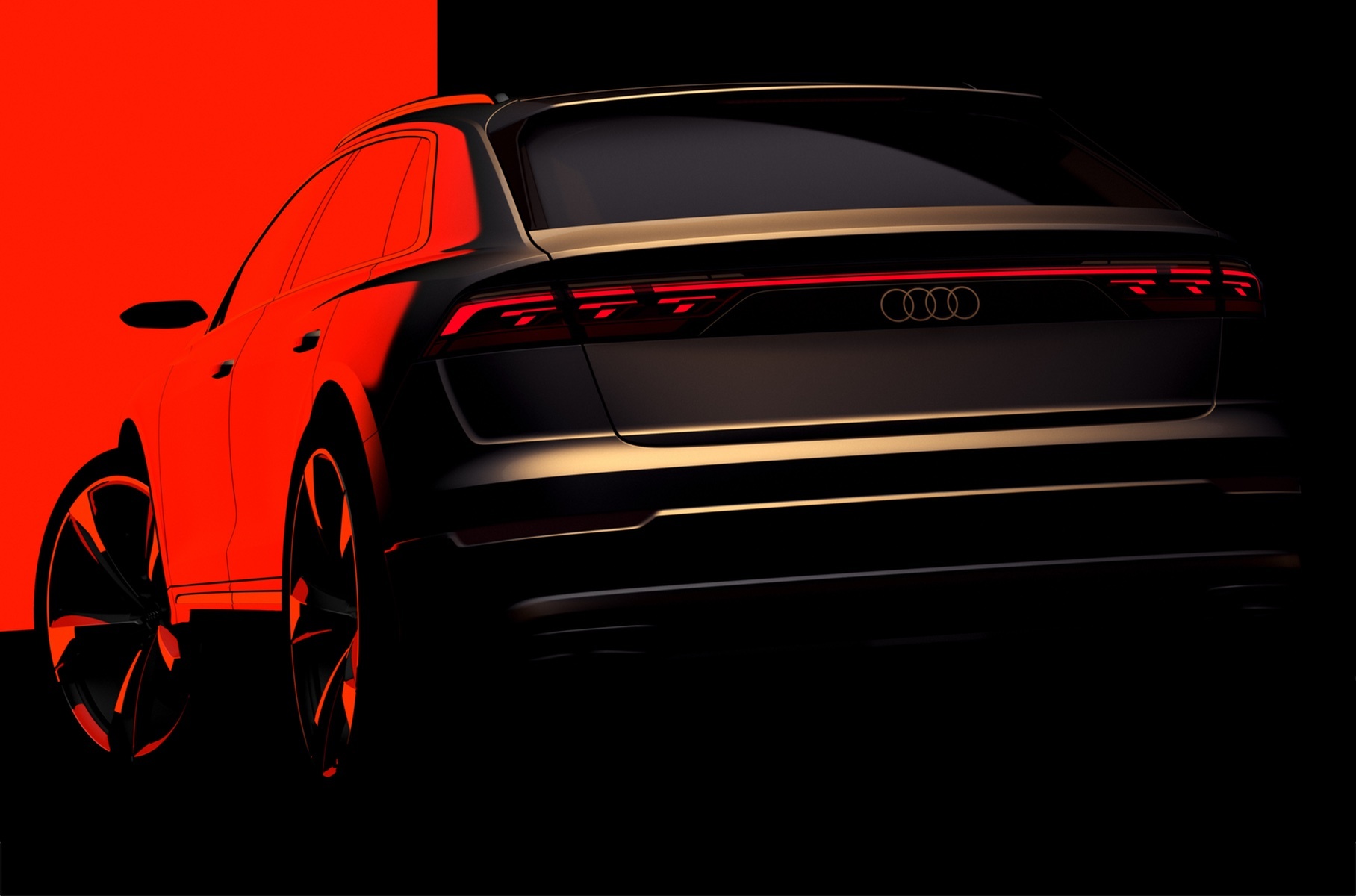 Компания Audi опубликовала первое изображение обновленного кроссовера Q8