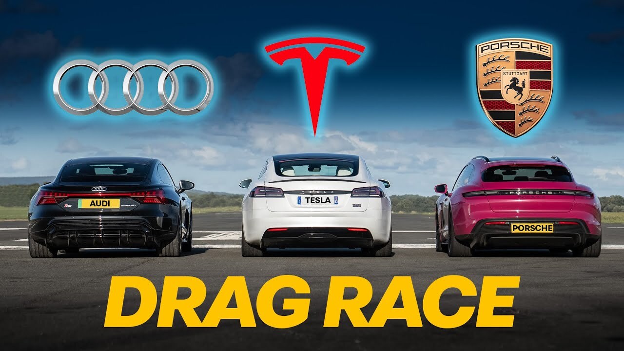 Блогеры устроили битву Tesla Model S Plaid с электрическими Audi и Porsche