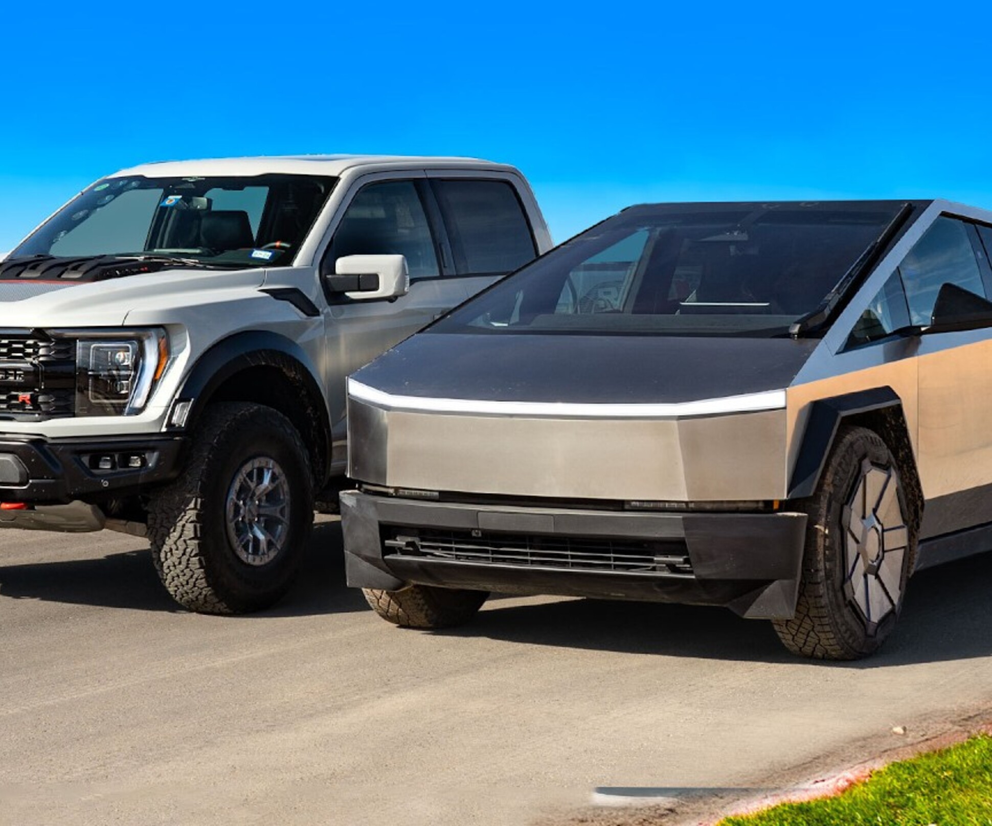 Электрическая Tesla Cybertruck устроила дуэль с бензиновым Ford F-150 Raptor  R — Motor