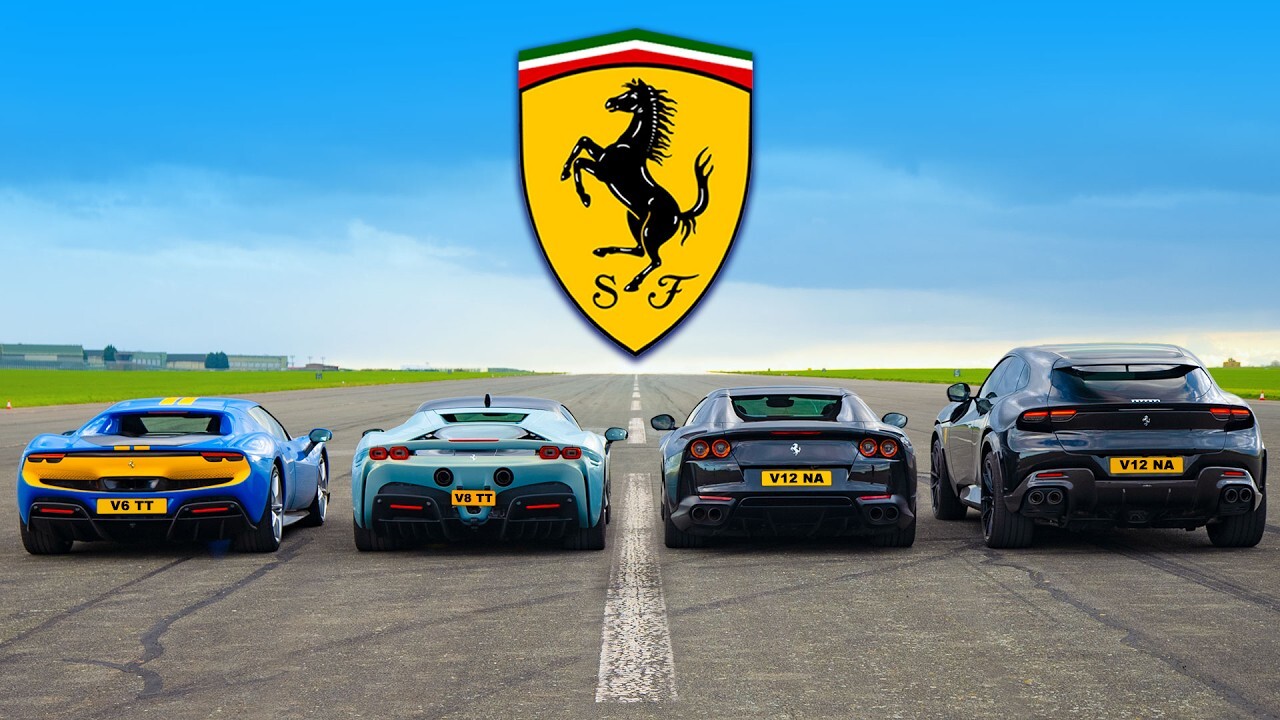 Суперкроссовер Ferrari сразился в гонке сразу с тремя спорткарами марки