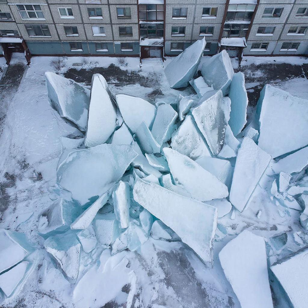 В Москве сняли на видео BMW X6 Competition за 20 млн рублей, раздавленную глыбой льда