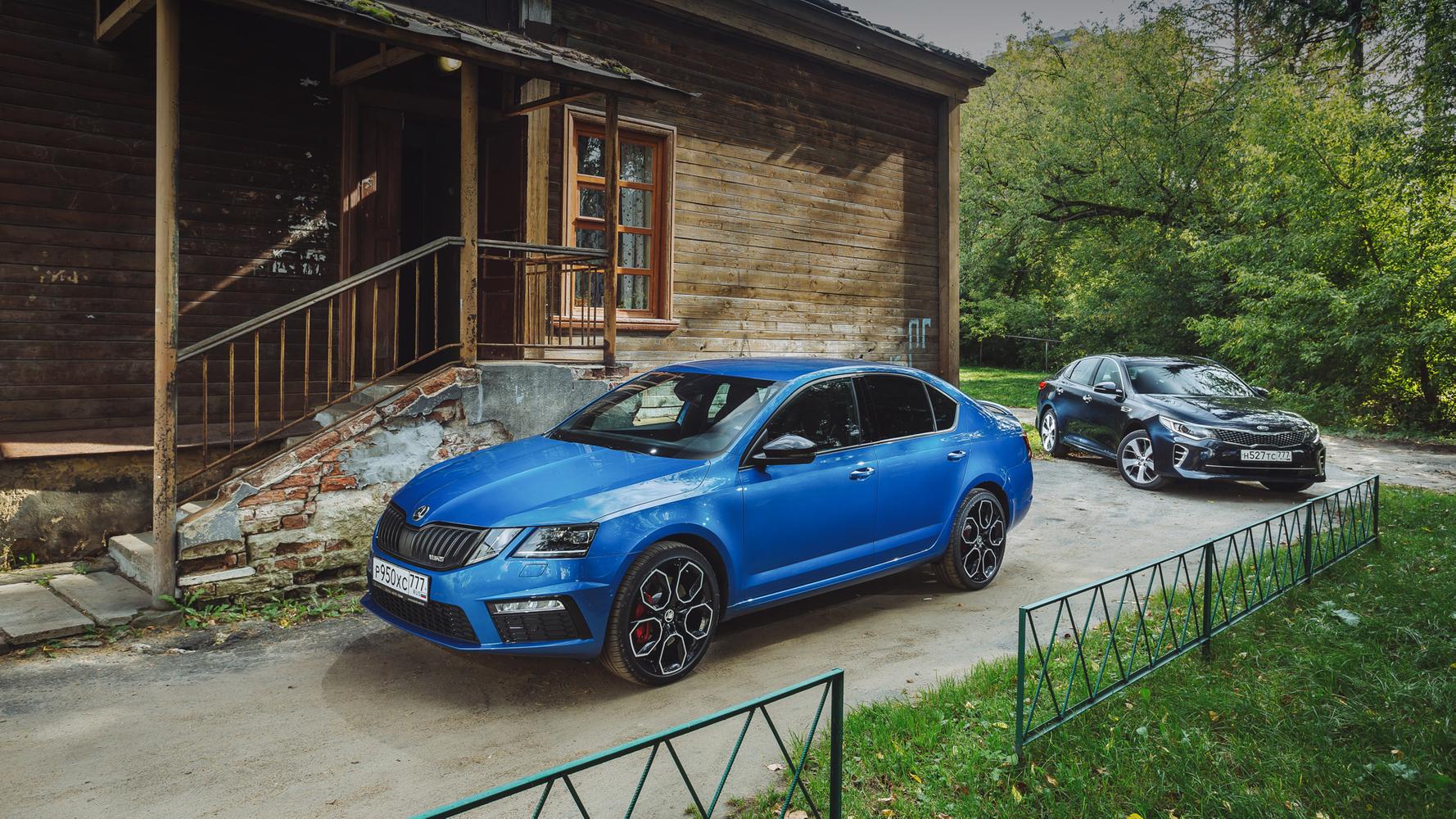 Тест двух «заряженных» машин, скроенных по разным лекалам: Skoda Octavia RS  против Kia Optima GT — Тест-драйв — Motor