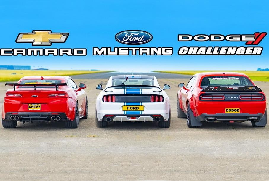 Карвау на русском. Camaro vs Mustang vs Challenger. Гонка carwow. Chevrolet Mustang dodge. Mustang vs dodge all.