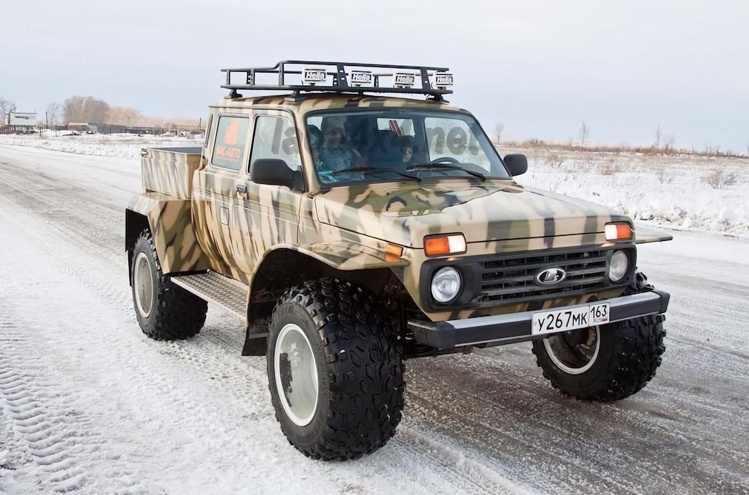 Lada 4x4 превратили в пикап с огромными колесами — Motor