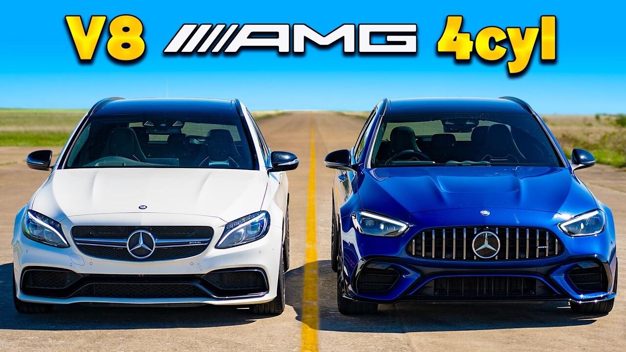 Два поколения Mercedes-AMG C 63 сразились в гонке по прямой: V8 против  турбочетверки — Motor