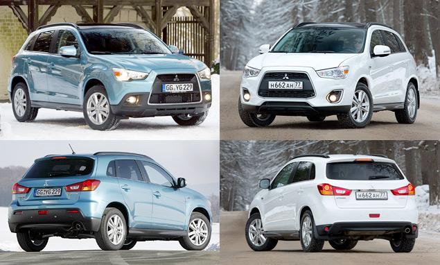 Дорестайлинговый Mitsubishi ASX (слева) против рестайлингового (справа)