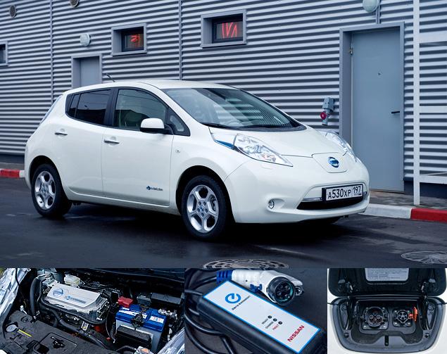 У Nissan Leaf два разъема для зарядки: машину можно подключить как к обычной бытовой розетке, так и к "быстрой" зарядной станции стандарта CHAdeMO. От последнего Leaf способен зарядить свой аккумулятор до 80 процентов всего за 20-30 минут.