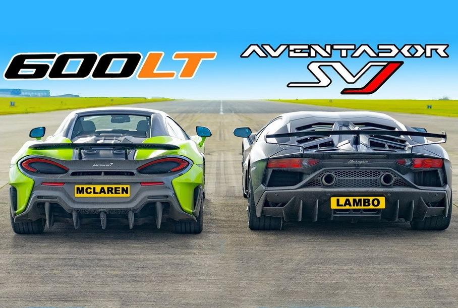 Дрэг-гонка: McLaren 600LT Spider против Lamborghini Aventador SVJ