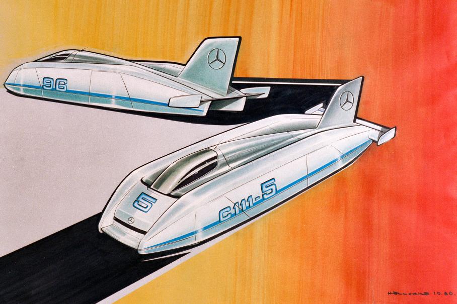Mercedes-Benz C111-V так и не состоялся. От проекта остался лишь эскиз 1980 года