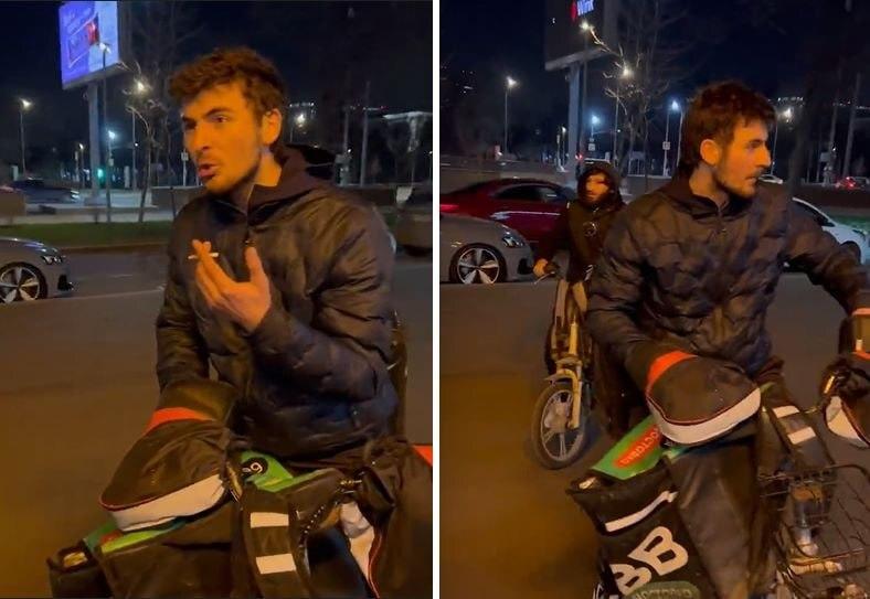 курьер на электровелосипеде